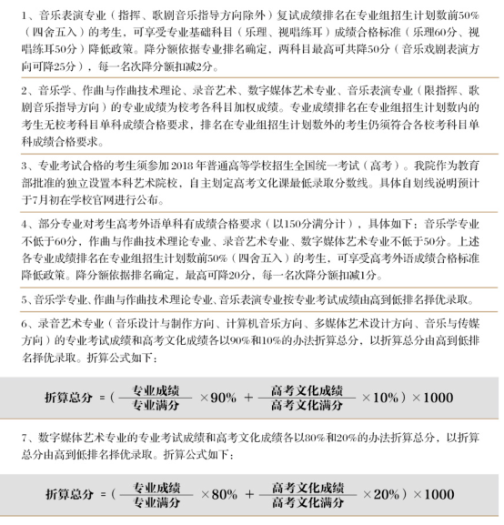 上海音乐学院2018艺术校考录取原则