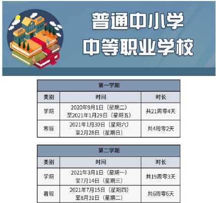 北京2020—2021学年度校历