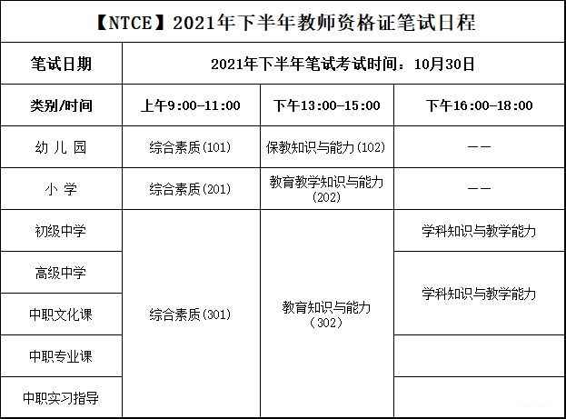 陕西2021下半年教师资格证报名时间及考试时间