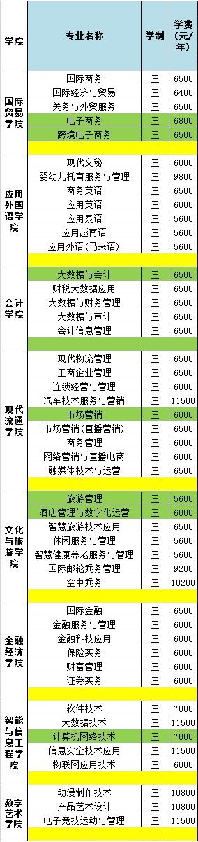 2023广西国际商务职业技术学院收费标准是多少