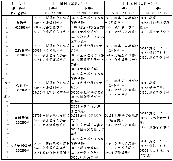 江西2023年4月自考时间安排