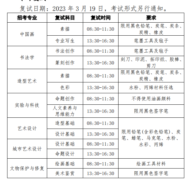 2023中央美术学院艺术类招生简章 有哪些招生专业