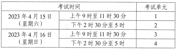 2023年4月湖南自考考试时间安排