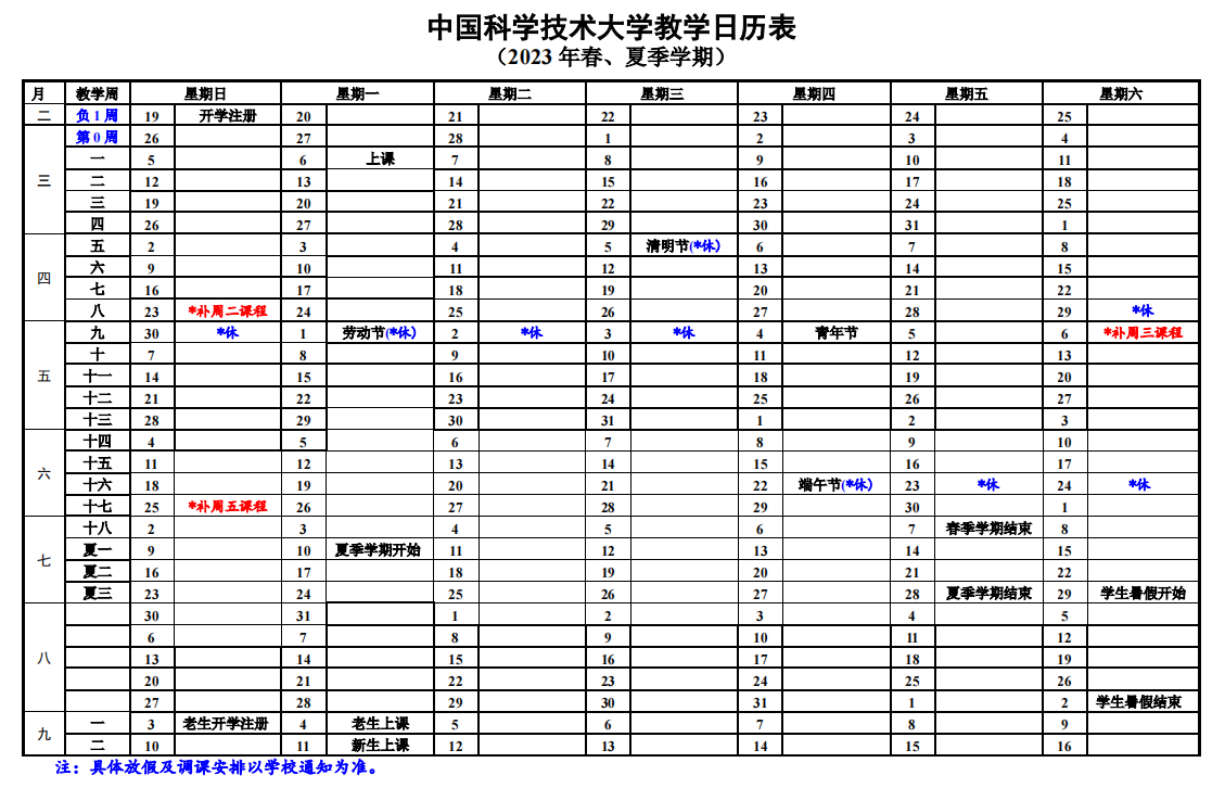 2023中国科学技术大学暑假放假时间安排 几月几号开学