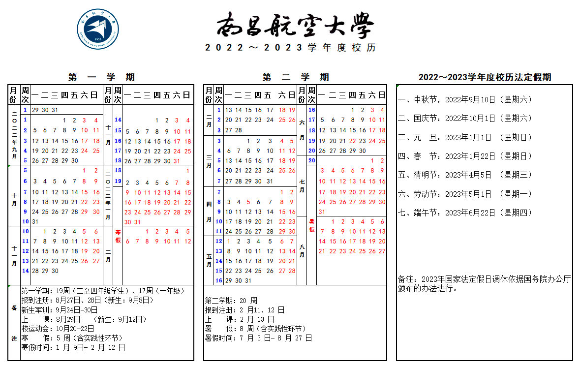 2023南昌航空大学暑假放假时间安排 几月几号开学