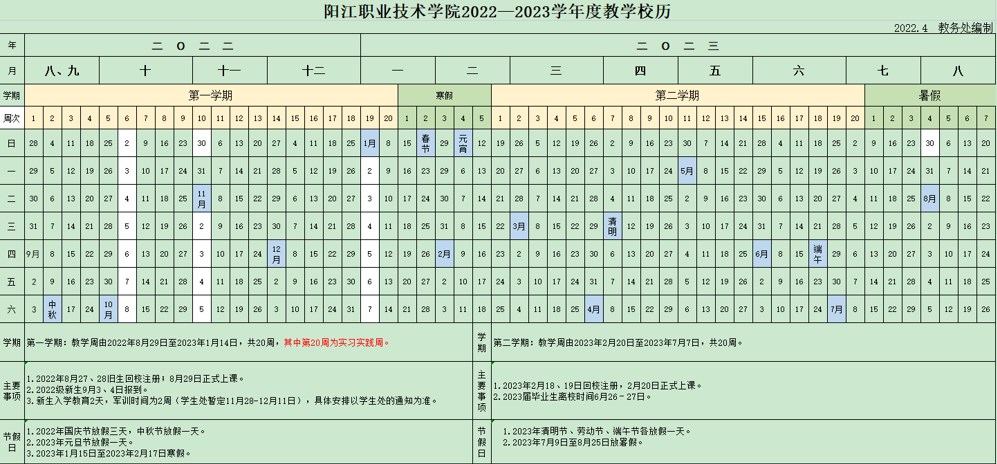 2023阳江职业技术学院暑假放假时间安排 几月几号开学