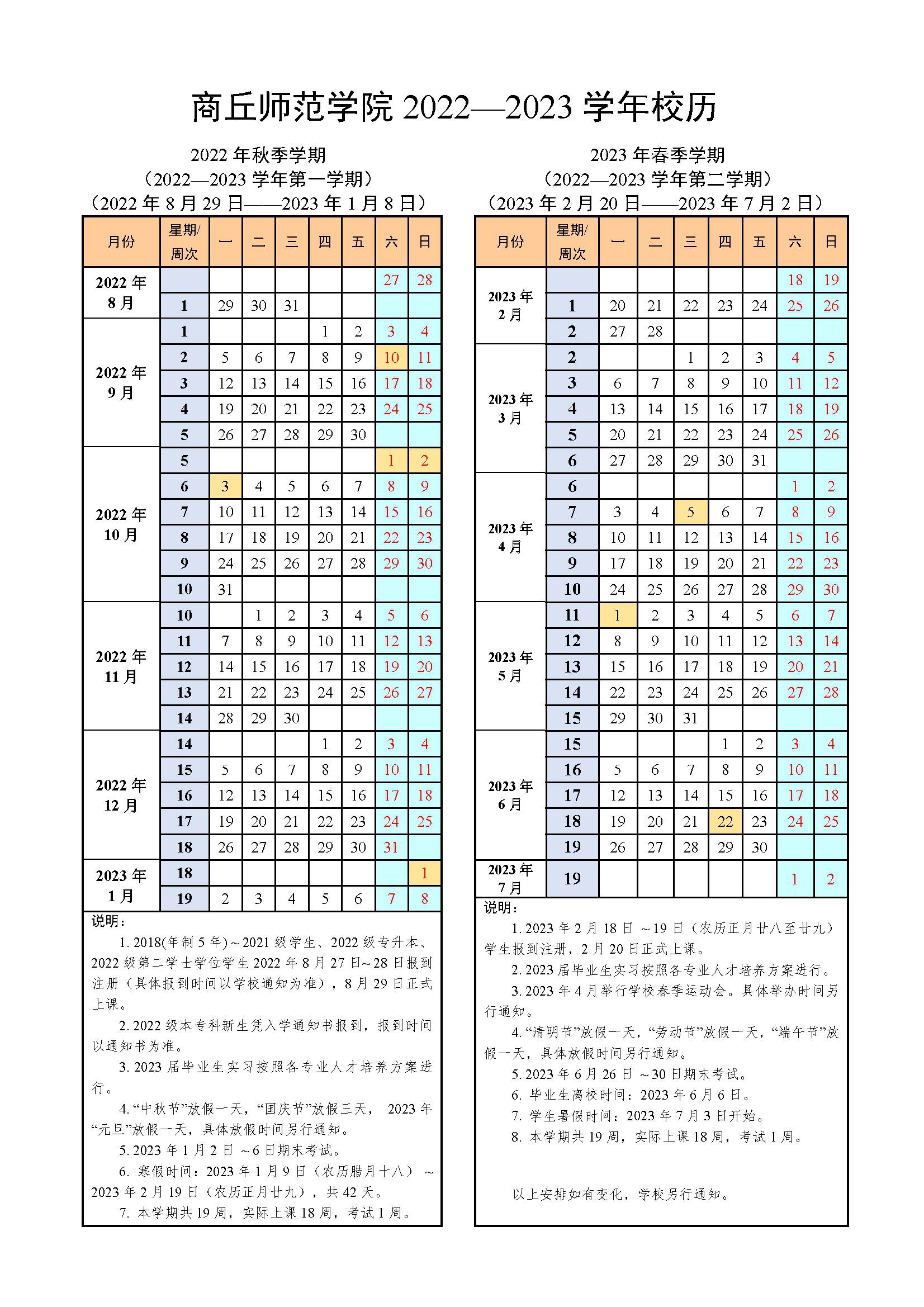 2023商丘师范学院暑假放假时间安排 几月几号开学