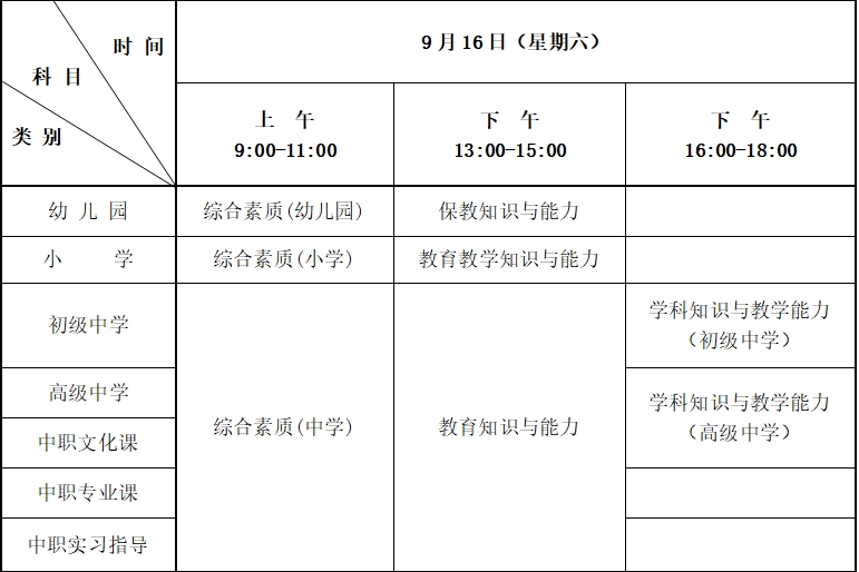 河北2023下半年教师资格证考试时间