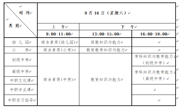 河南2023下半年教资考试时间