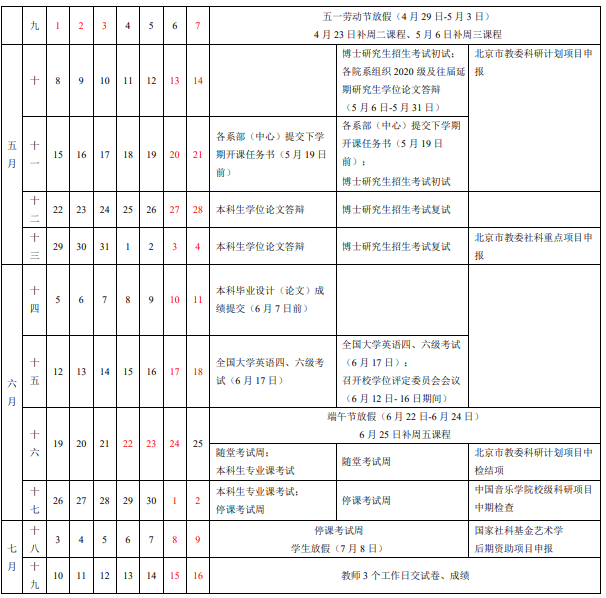 2023中国音乐学院暑假放假时间安排 几月几号开学