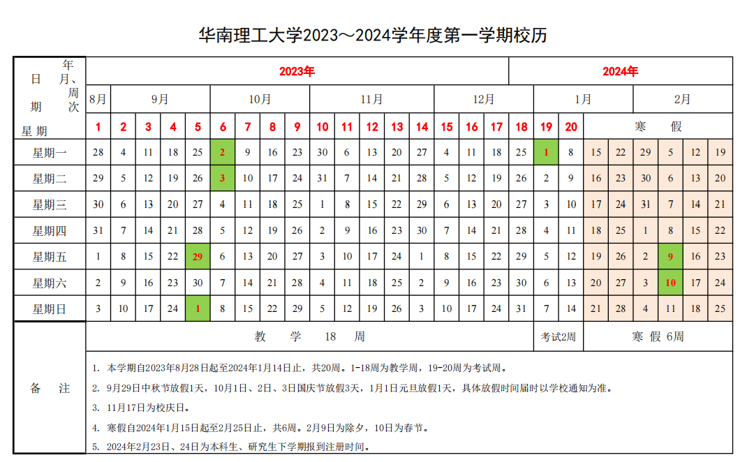 2024華南理工大學寒假放假時間安排 幾月幾號開始