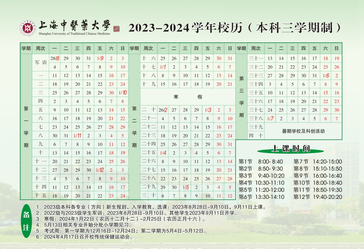 2024上海中医药大学寒假放假时间 几月几号开始