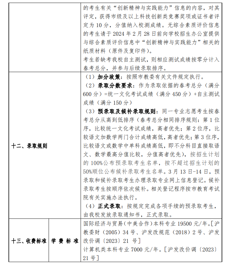 2024年上海电机学院春季高考招生简章