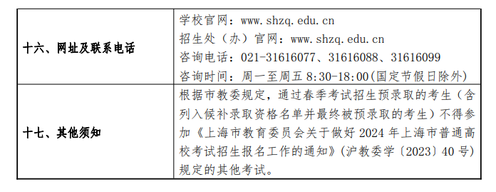 2024年上海中侨职业技术大学春季高考招生简章