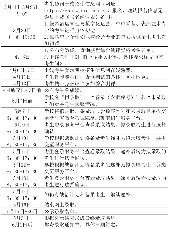 2024浙江经济职业技术学院高职提前招生报名时间 哪天截止