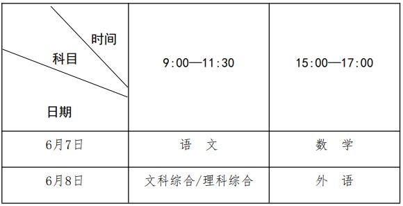 2024河南高考时间安排 具体几月几号几点