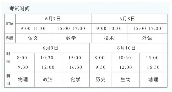 2024新高考时间科目表 各省考试时间安排