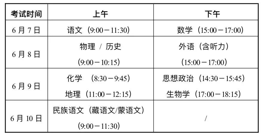 2024甘肃高考时间确定 具体是几月几号