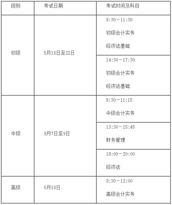 全国会计证考试时间一览表2024 具体日期是哪天