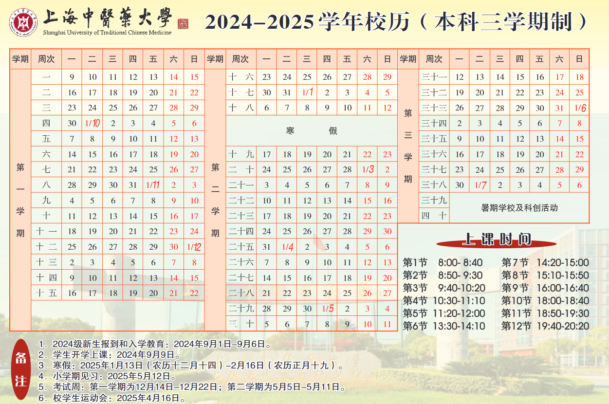 2024上海中医药大学暑假放假及开学时间安排 具体几月几号