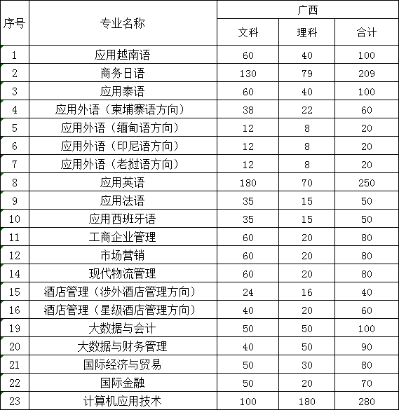 2024广西外国语学院各省招生计划及招生专业 具体招多少人