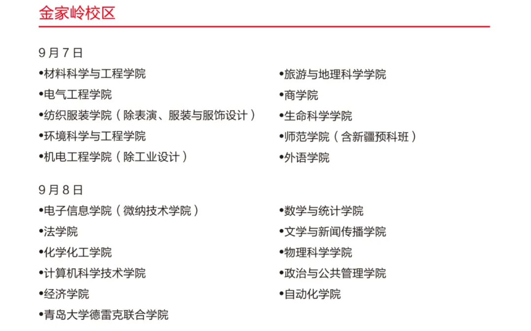 2024青岛大学新生报到时间是什么时候 大一几号开学